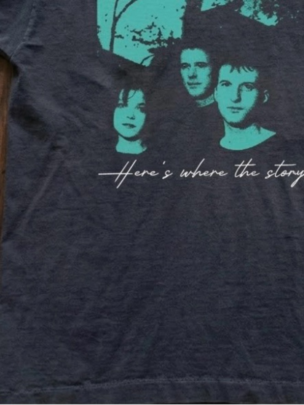 sundays Black Tee with Teal Band Graphic - Picture 2 of 3